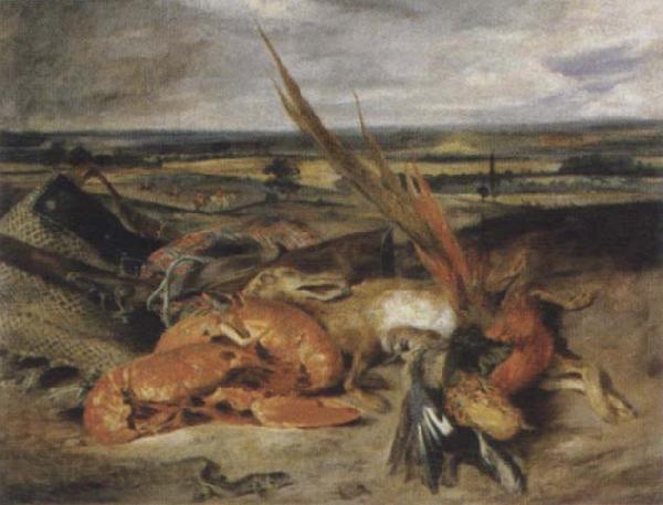 Eugene Delacroix Style life with lobster Spain oil painting art